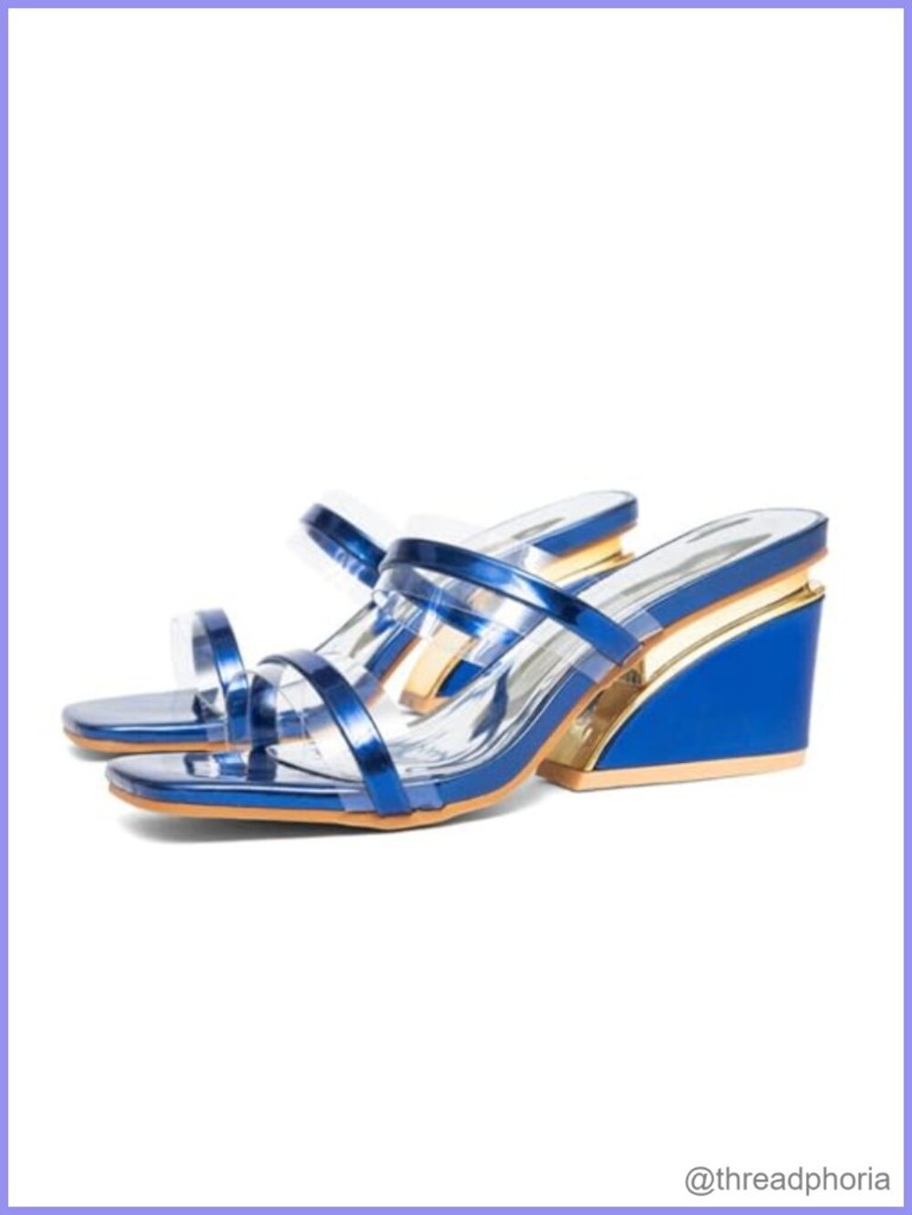 Womens PU Square Open Toe Wedge Sandals Slip On Slingback High Heel Dress Shoes
